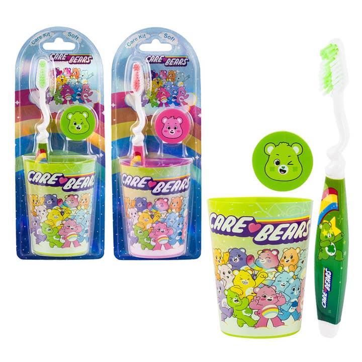Deluxe Import Trading - Wholesale Toothbrush - Kids & Baby - Care Bears Dental Care Kit - 3 Pieces - Soft - 2 Colors