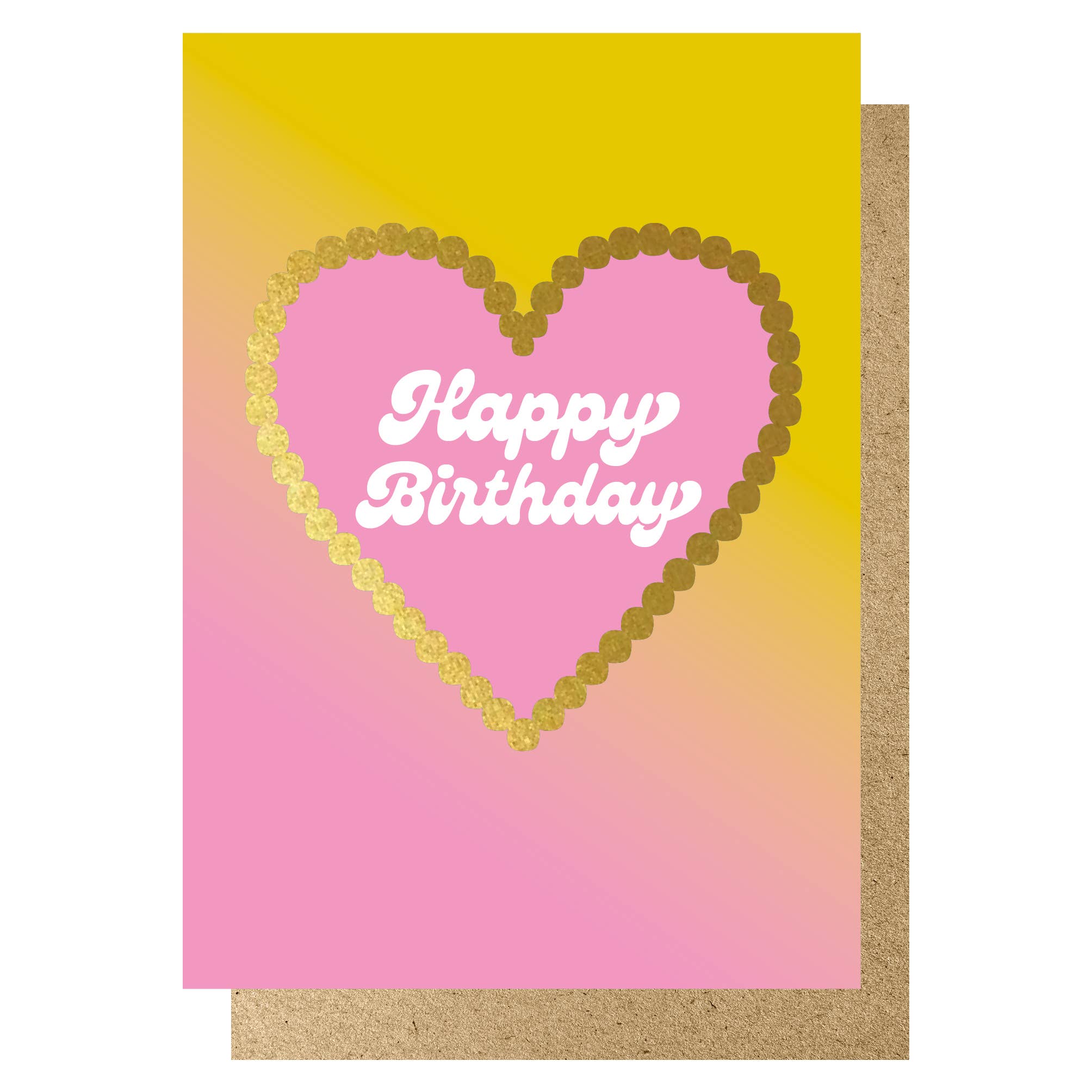 Lucky Ink - Wholesale Birthday Card - Happy Birthday pink ombré gold hot foil heart card0
