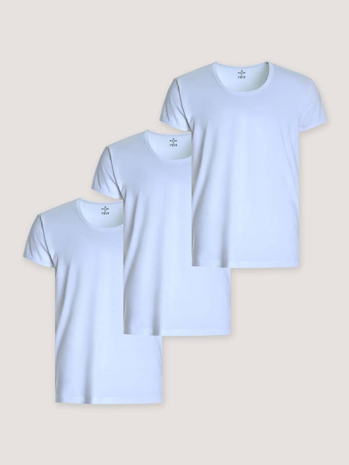 3 Pack White Half Sleeve Cotton Vests for wholesale by Brian Oak Limited
