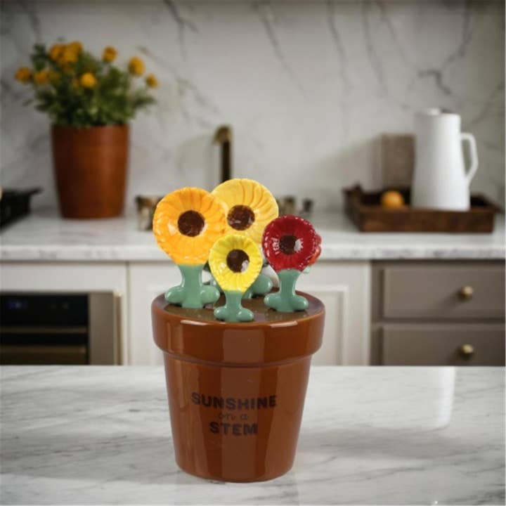 Young's - Wholesale Measuring Cup - Ceramic Sunflower Measuring Cups Set (SKU#: 58520)