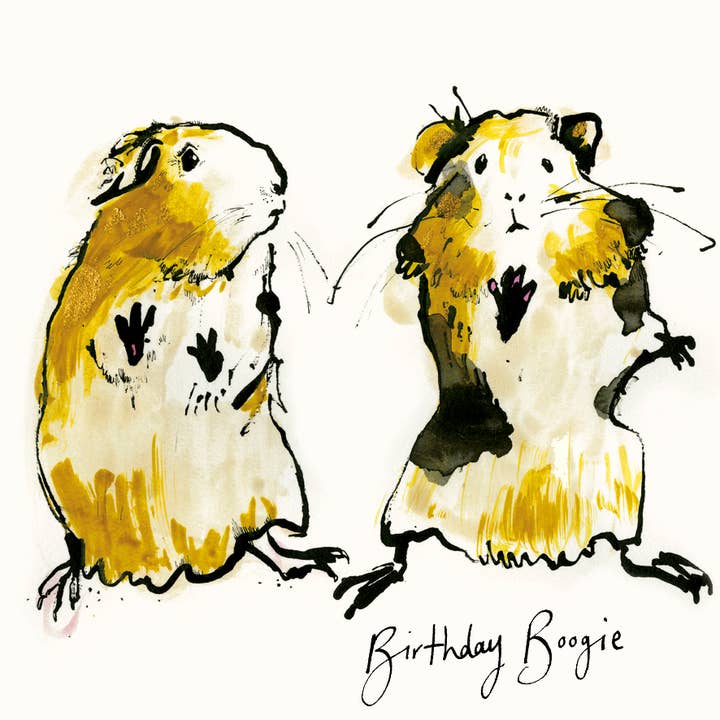 Birthday Boogie Guinea Pig Card for wholesale by Anna Wright Ltd