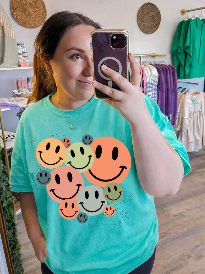 Colorful Smileys Tee for wholesale by Shop Hal Wholesale