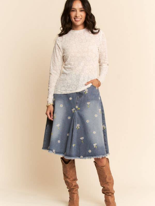 Davi & Dani - Wholesale Knit Top - Women's - LONG SLEEVE FLORAL MESH TOP4