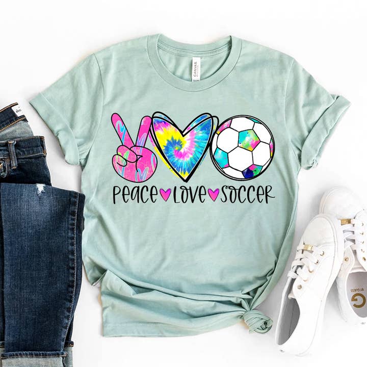 Peace kärlek fotboll T-shirt - Bella Canvas för wholesale av Printliss