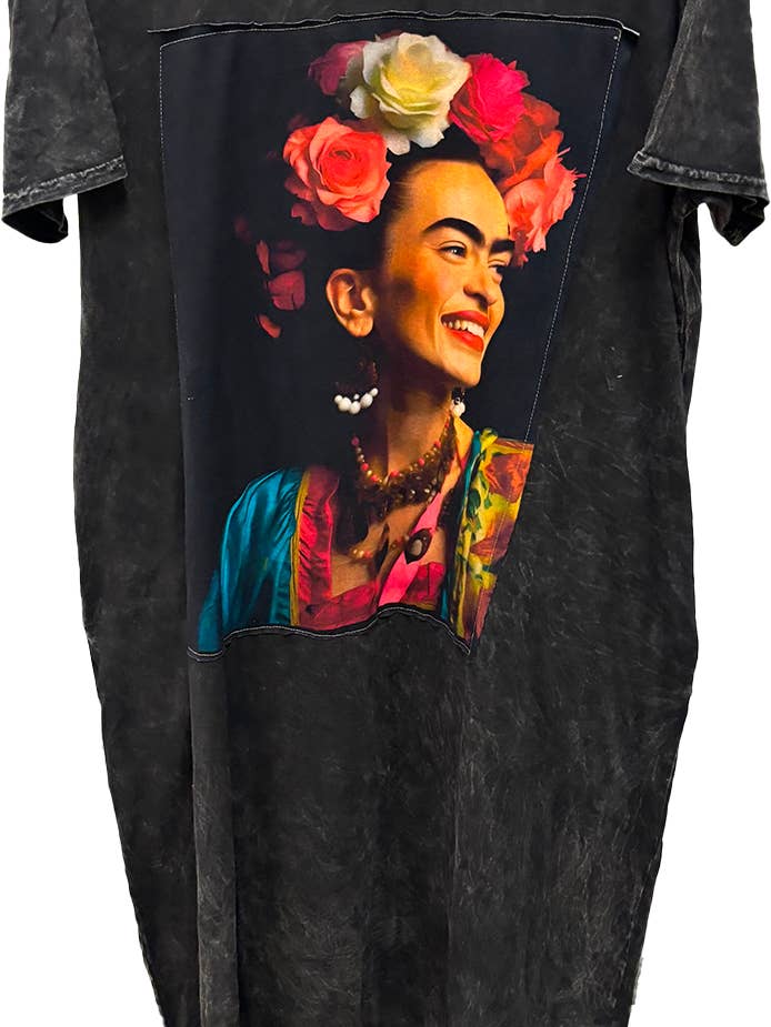 T-Shirt Dress with Frida Kahlo Patchwork Print for wholesale by LeParisPetit by I Love Linen