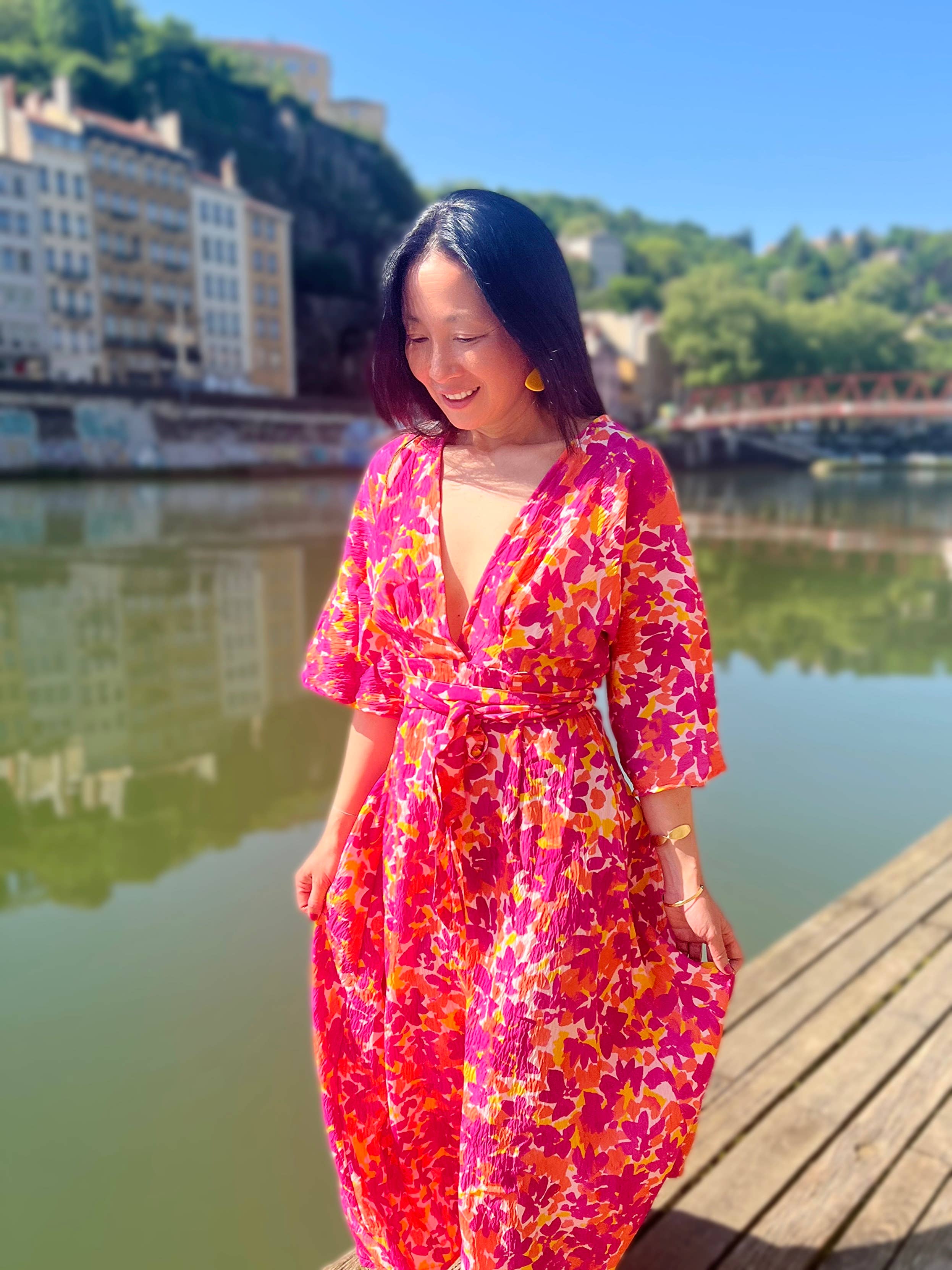 MY DRESS MADE - Venta al por mayor Tela - Tela satinada y texturizada de viscosa RIVIERA - Estampada en Francia2