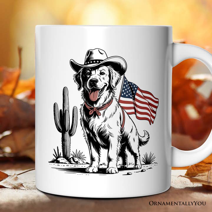 American Cowboy Dog Gift Mug, Western 4th of July Gift for wholesale by OrnamentallyYou