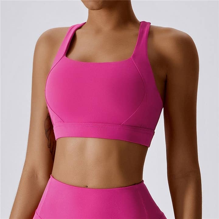FurDecoration – Engroshandel Sports-bh - Dame – Polstret yogavest-bh: Ensfarvet Skinny Fit Sport Top