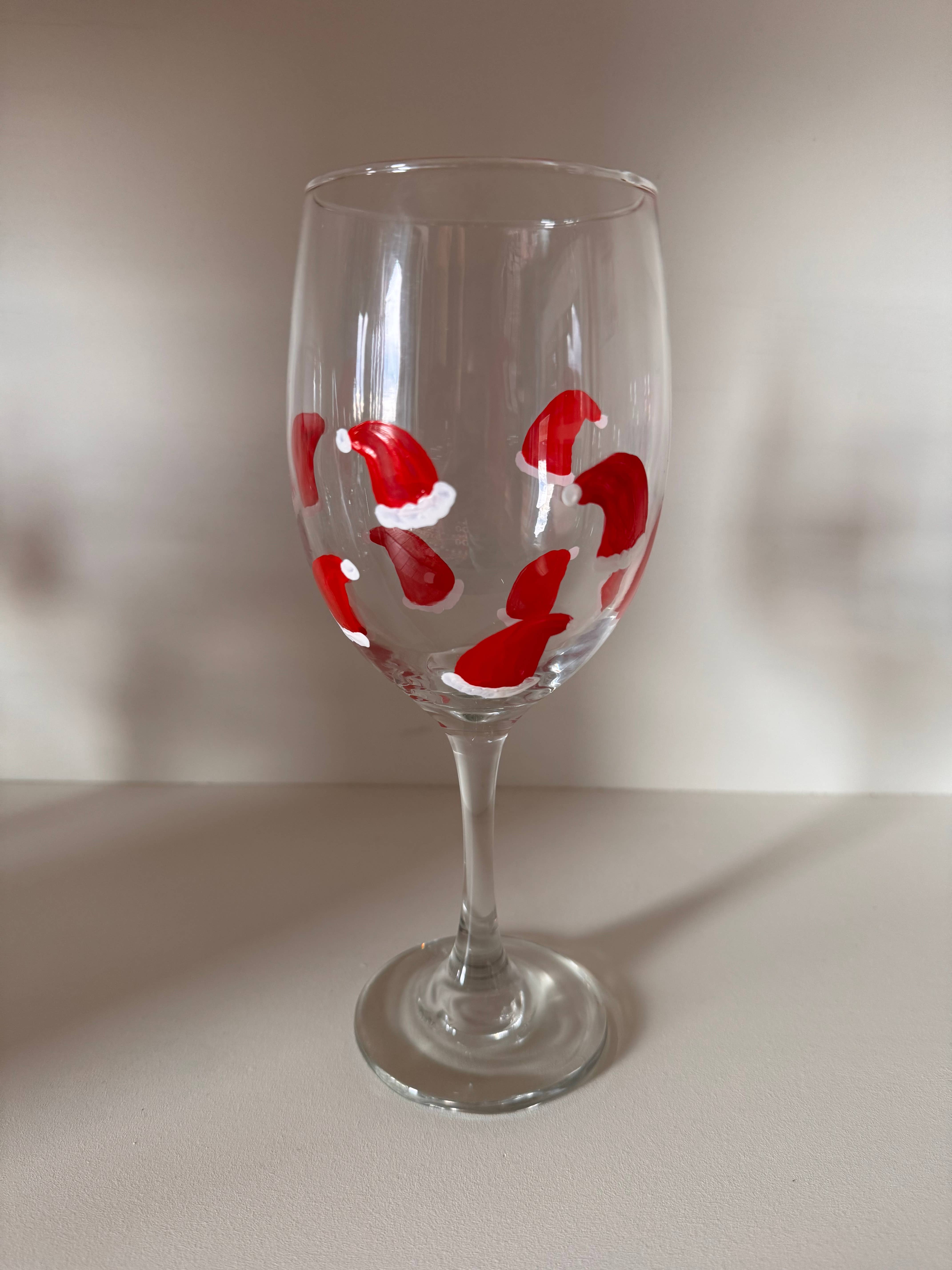 Hand Painted Glass, Co - Wholesale Wine Glass - Hand-Painted Santa Hat Glassware2