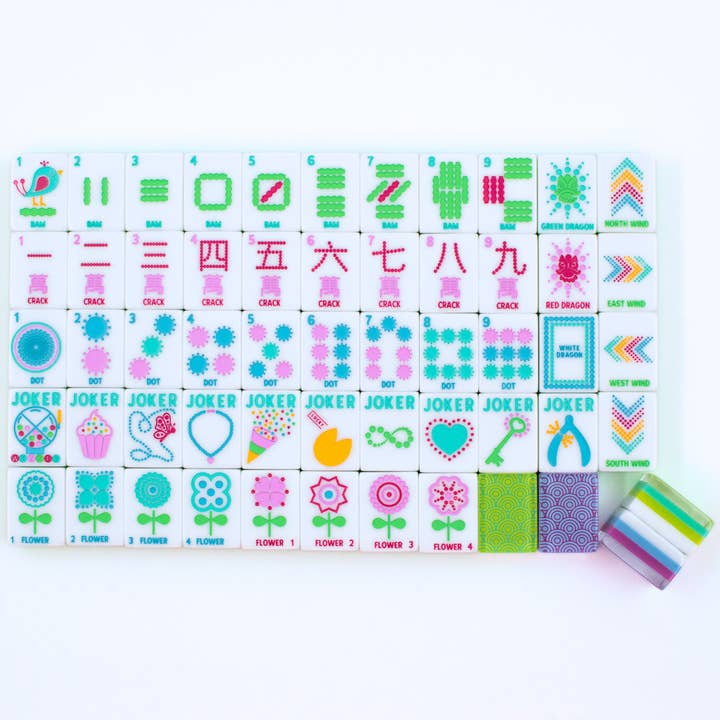 My Fair Mahjong - Wholesale Board Game - Crystal Confetti Lemon-Lime | Mahjong with a Sprinkle of Color and Joy | 1.25" x 0.9" x 0.7"1