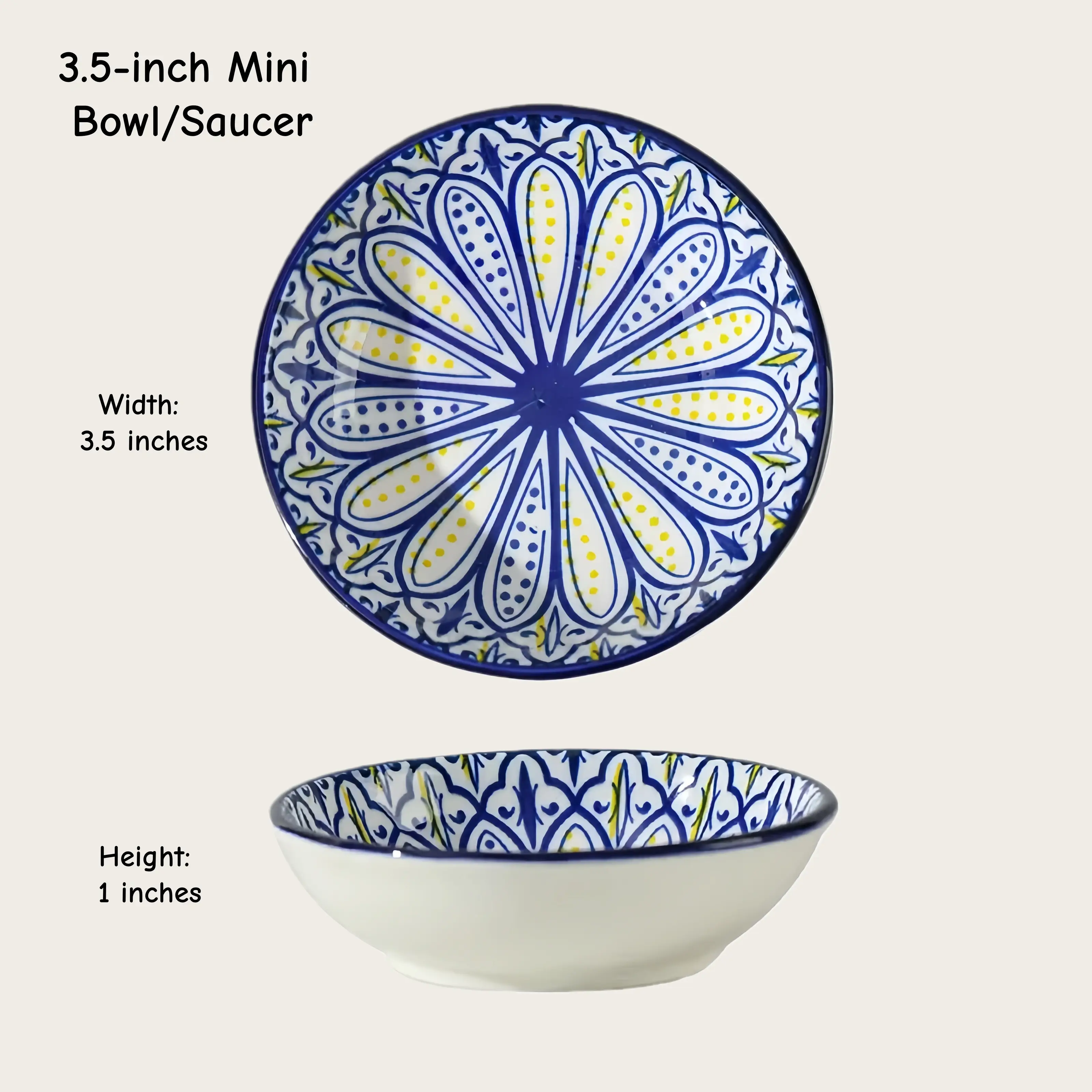 Otterware - Vente Bols à condiments/sauces - Plats à trempette en céramique style marocain (6 styles)2