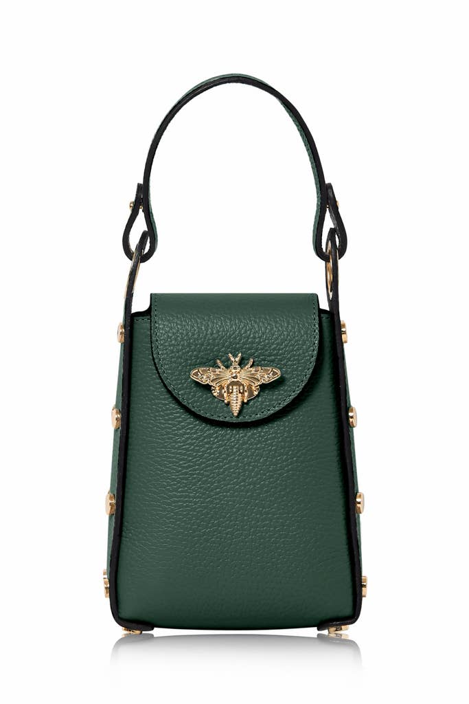 MONTTE DI JINNE - Vente Sac à bandoulière – femme - Mini sac abeille en cuir véritable italien avec bandoulière chaîne dorée0