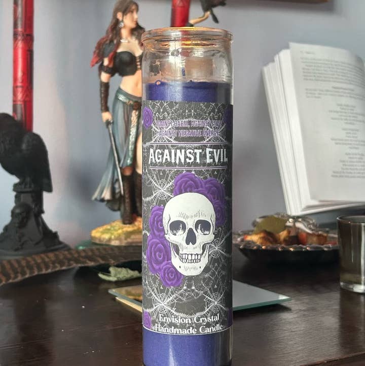 Envision Crystal - Wholesale Jar/Filled Candle - Against Evil 7-Day Candle - Scented and Blessed0