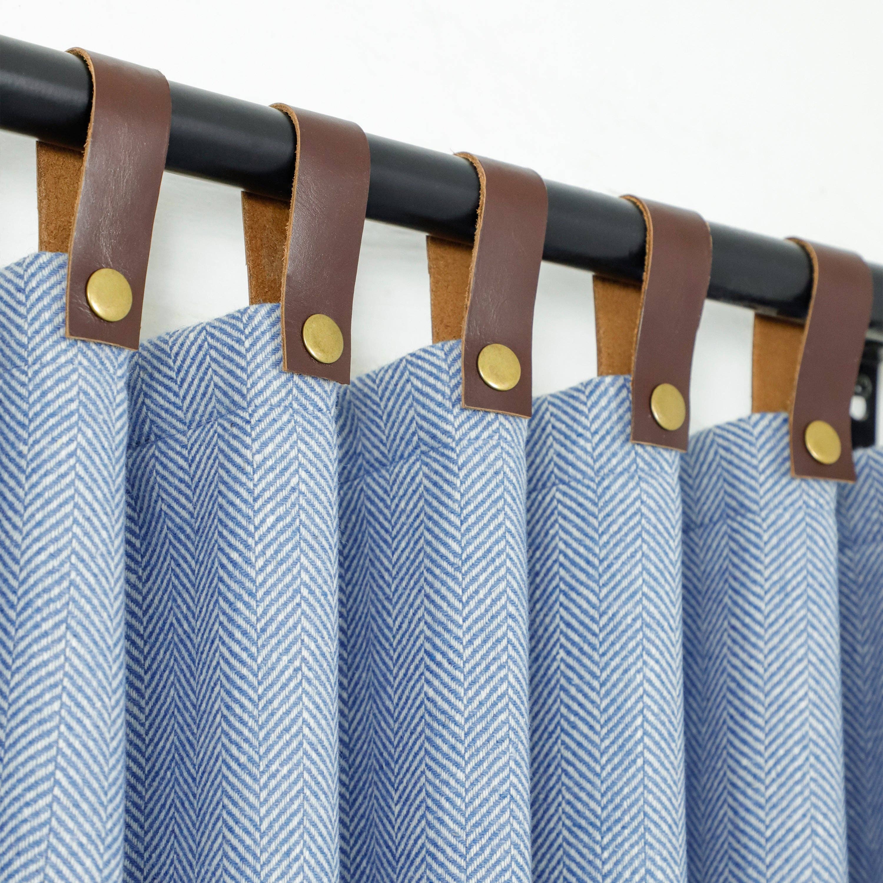 Amore Beauté - Vente Rideaux - Rideaux en laine sur mesure - Doubles couches thermiques, panneaux de fenêtre isolés, rideaux de luxe faits à la main avec languettes en cuir et boutons-pression2