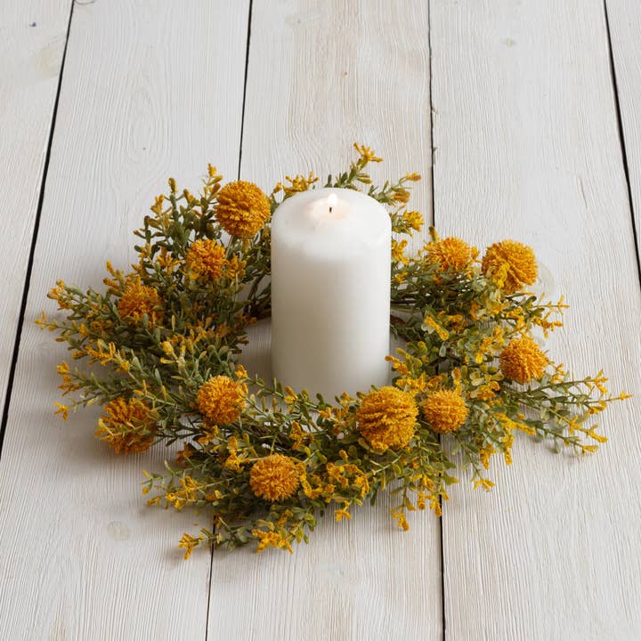 Candle Ring - Yellow Billy Buttons (PC) for wholesale by Audrey's Home & Gift