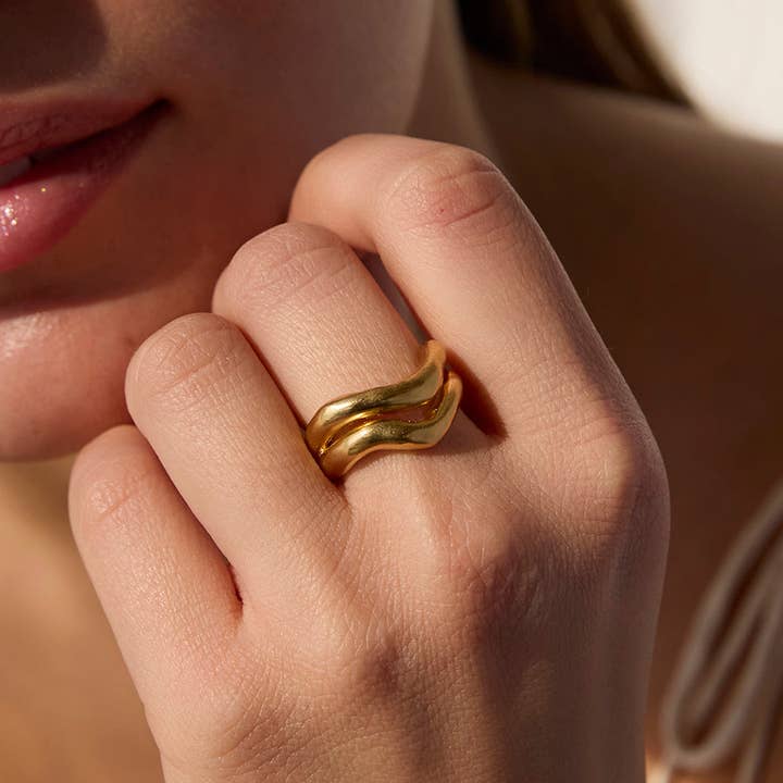 Agapée Jewelry - Vente Anneau/bague à empiler - Bague Ondea | Bijou en or, cadeau waterproof1