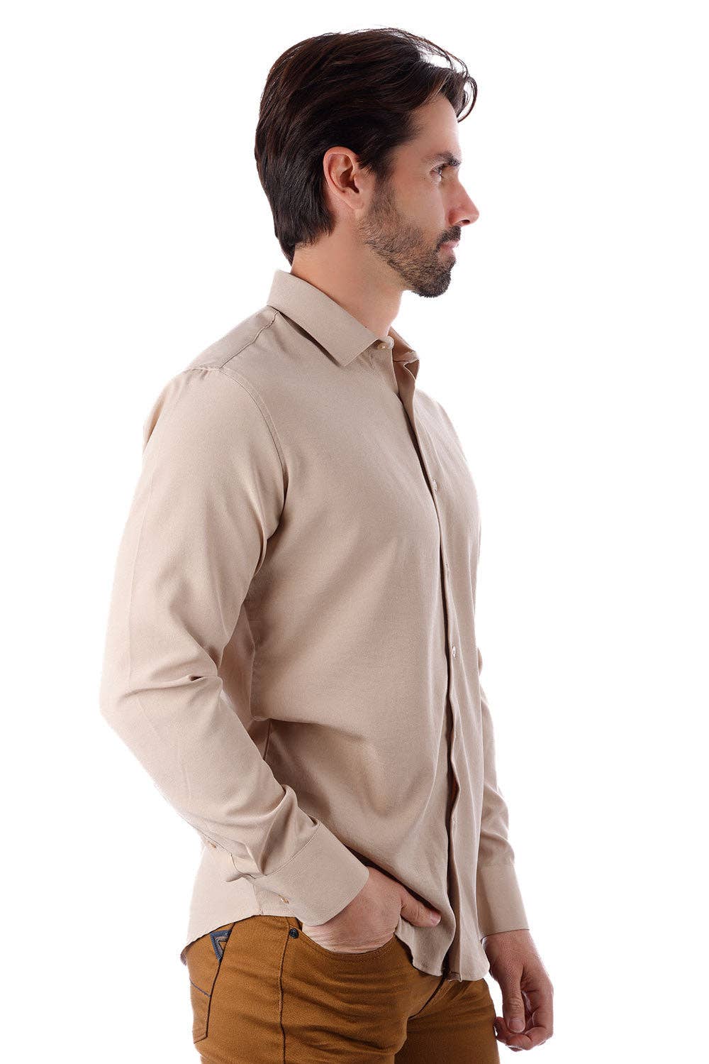 BARABAS - Vente Chemise à col boutonné – homme - Chemise décontractée à manches longues pour hommes de couleur unie 4B333