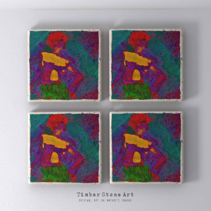ETHNIC0761 - Set Of 4 Natural Stone Coasters for wholesale by Timber Stone Art