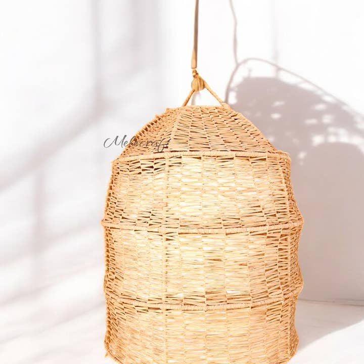 Melecraft - Wholesale Kroonluchter/hangend licht - Handgemaakte hanglamp van raffia - geweven hanglampenkap