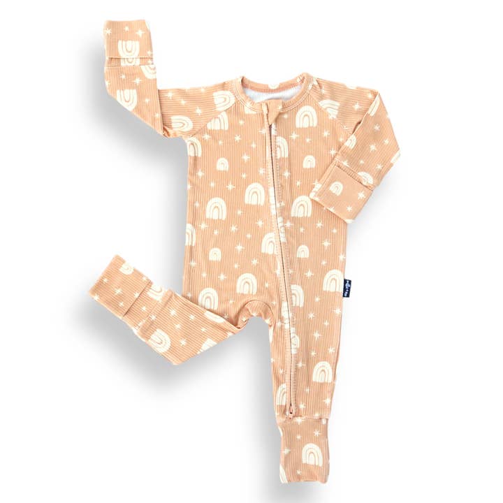 ZIP ROMPER - Rainbow Ribbed for wholesale by millie + roo LLC