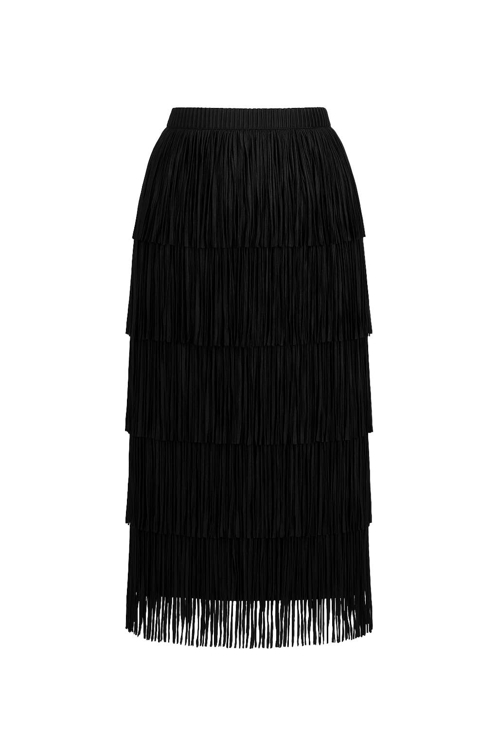Ivory Tiered Fringe Skirt With Elastic Waist for wholesale on Faire1
