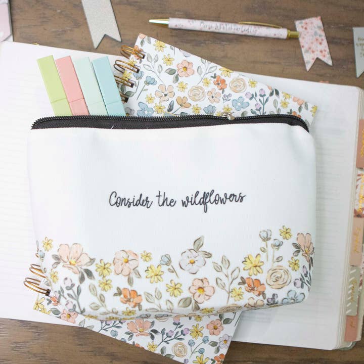 Chosen & Cherished - Wholesale Pencil Case/Pouch - Consider the Wildflowers Pencil Pouch| Bible Study Pencil Bag
