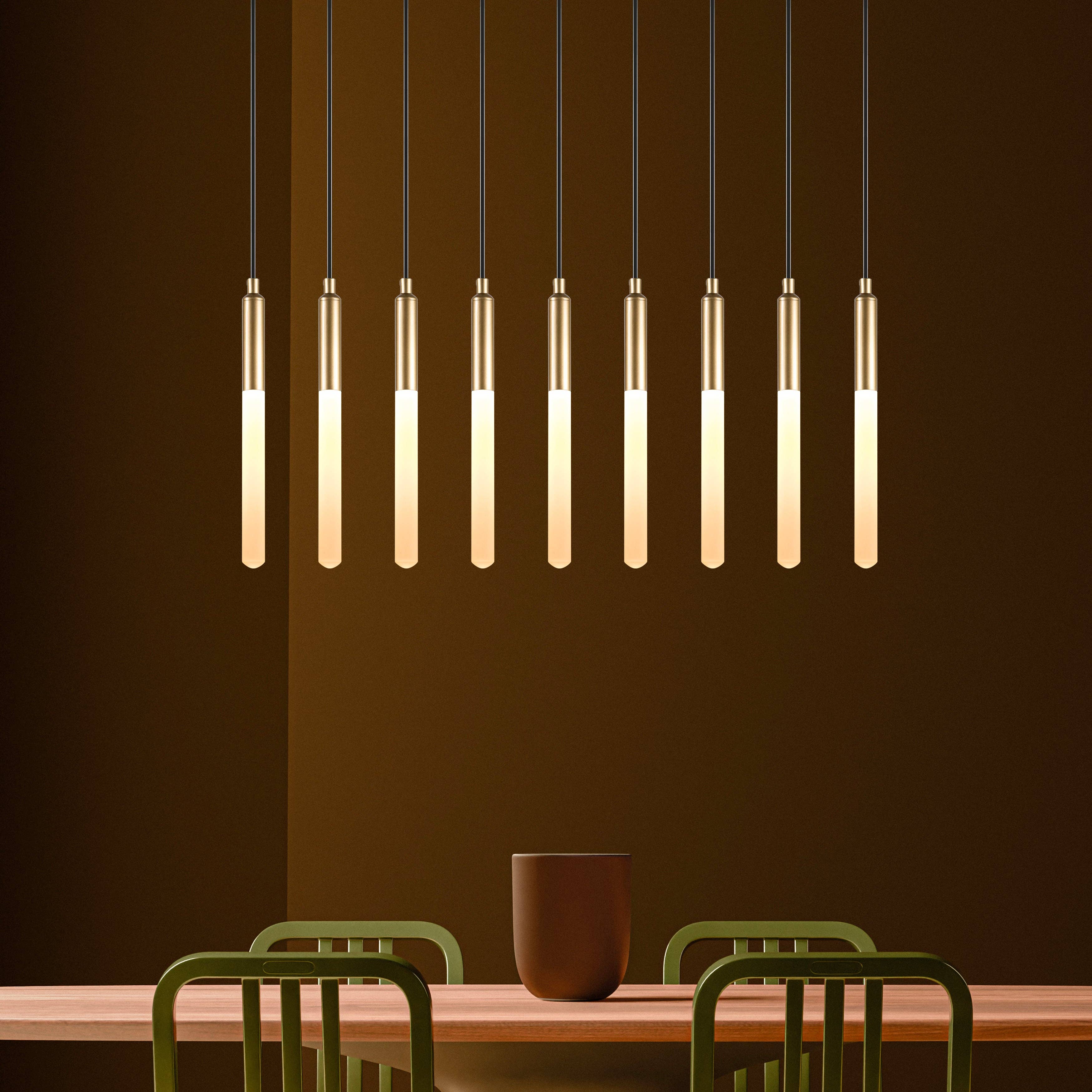 Eclipse Lighting – wholesale Chandelier/hanging light – Linear Canopy LED Tube Modern Multi Pendant Light for Staircase, Stairwell Chandelier, Slim Tube Pendant Light, 3 Story Pendant Light, Light Fixture