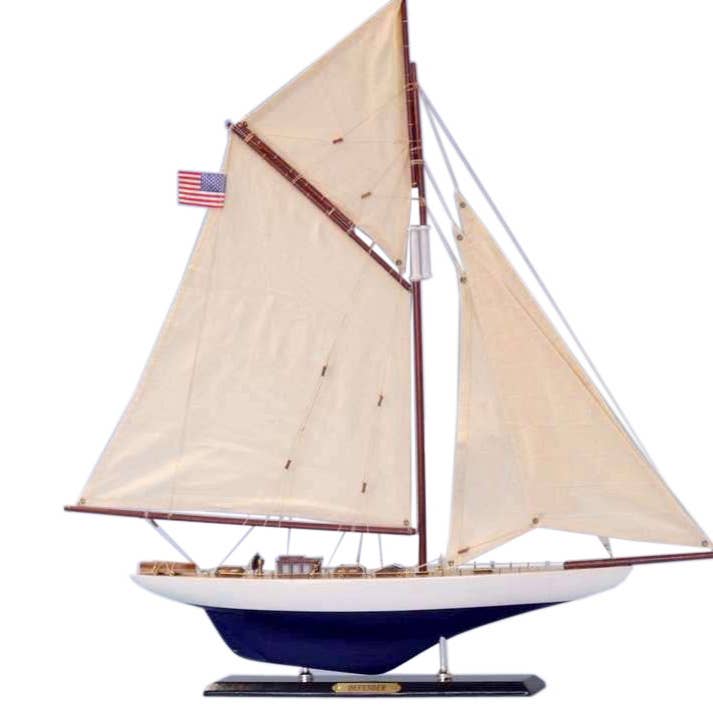 Defender Limited Model Sailboat 25" for wholesale by Hampton Nautical