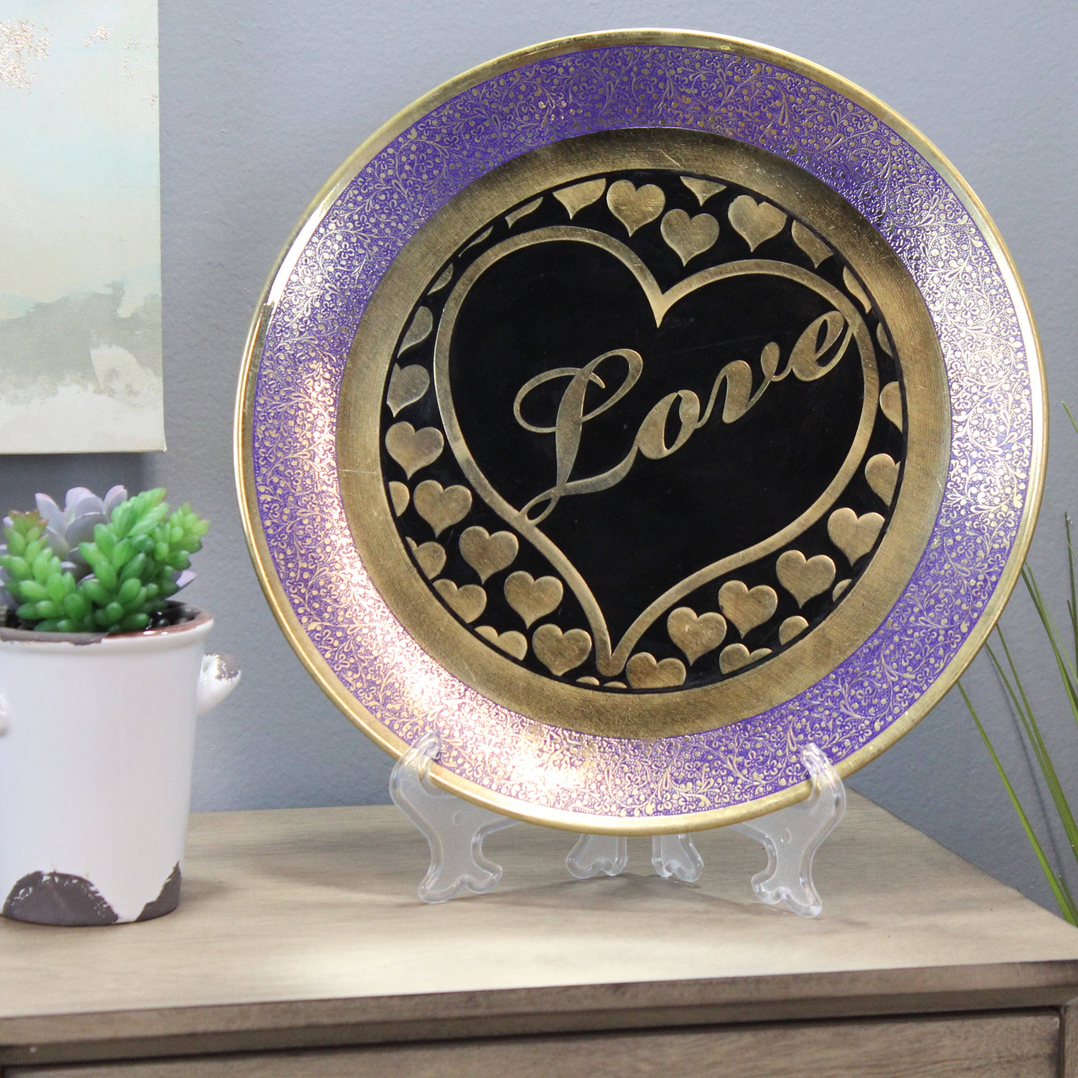 Natural Geo – Großhandel Dekorative Platte/Teller/Schüssel – Natürliche Geo-Liebendes Herz Dekorative Wandhängende Messing-Akzentplatte7