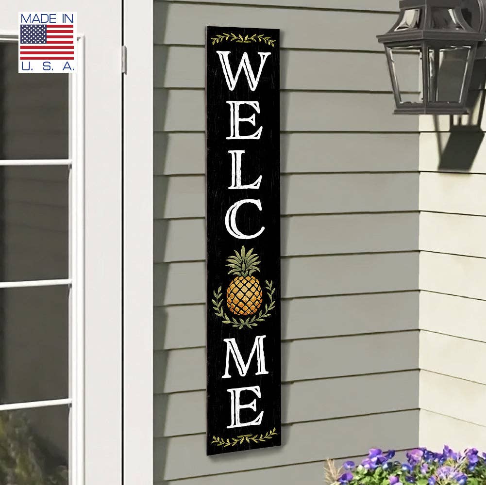 ST Creations - Vente Pancarte - Welcome Black Pineapple - Porch Board™ PB13