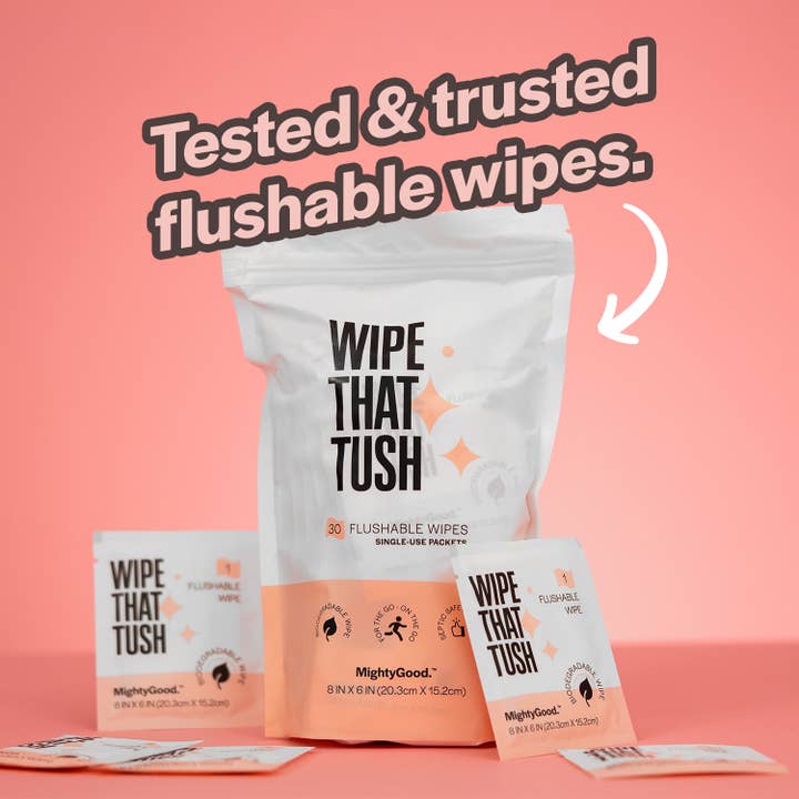Mighty Good Solutions - Wholesale Face & Body Wipes - Wipe That Tush On-The-Go Flushable Wet Wipes - 30 Count4