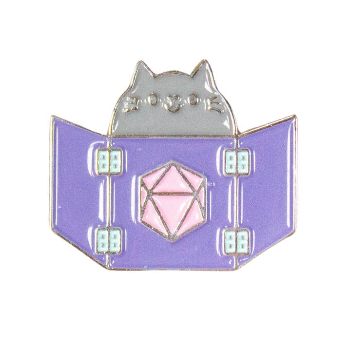 Pin de Gato Maestro de Mazmorras Púrpura para venta al por mayor de Mystery Dice Goblin