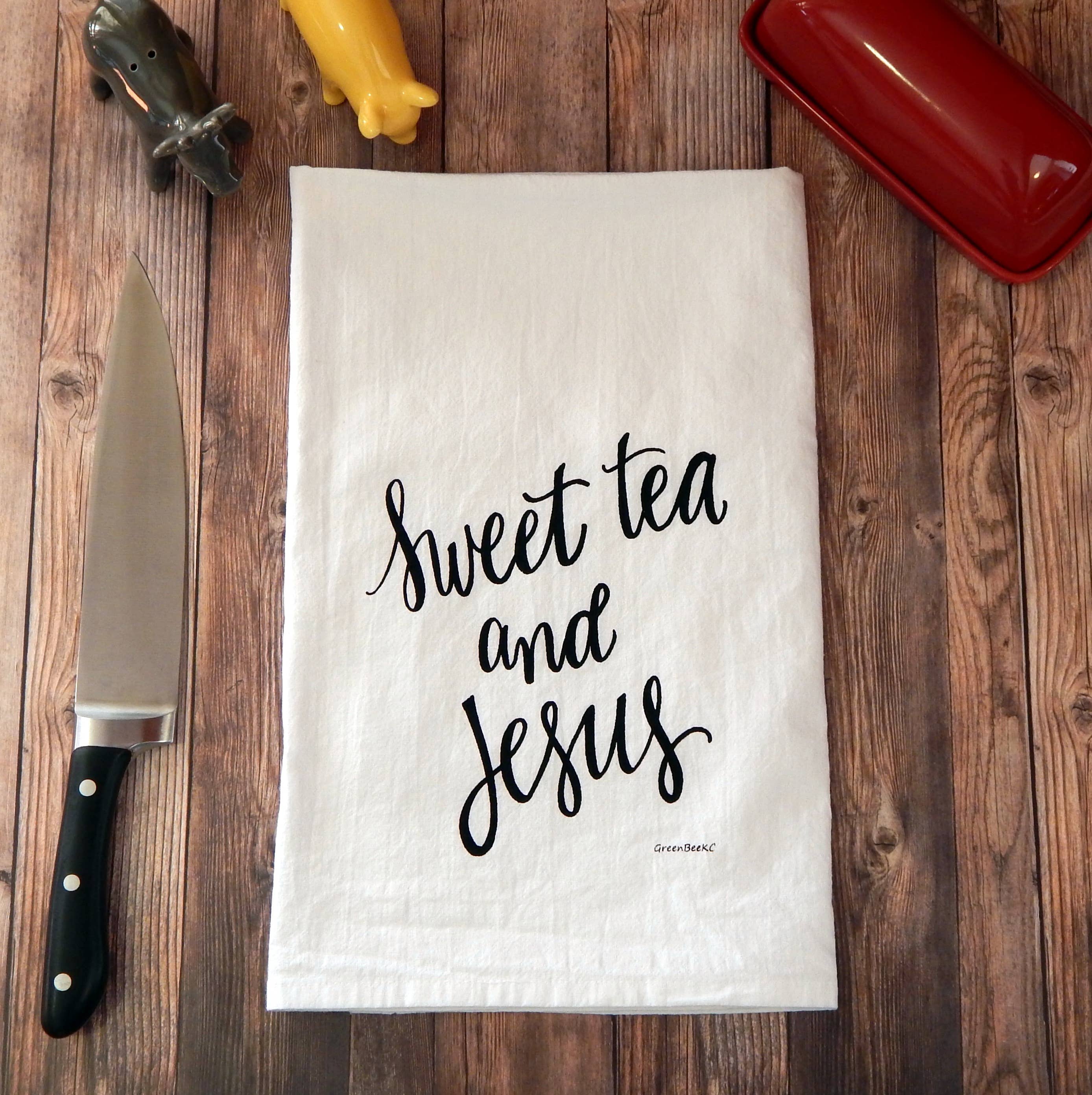 Green Bee Tea Towels - Wholesale Tea Towel - Tea & Jesus Dish Towel | Tea Towels | Flour Sack Dish Towels5