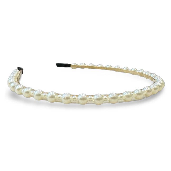 Headbands of Hope | One Purchased One Donated – Großhandel Fashion-Stirnband – Damen – Dünnes, verziertes Stirnband - Weiße Perle | Geschenk für sie
