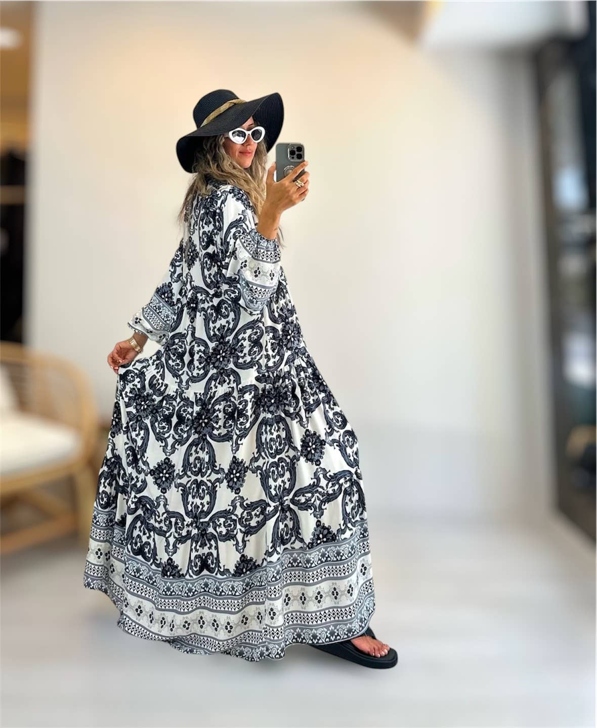 FAME GREECE - Vente Robe – femme - Robe Maxi Vintage en Viscose F-3332