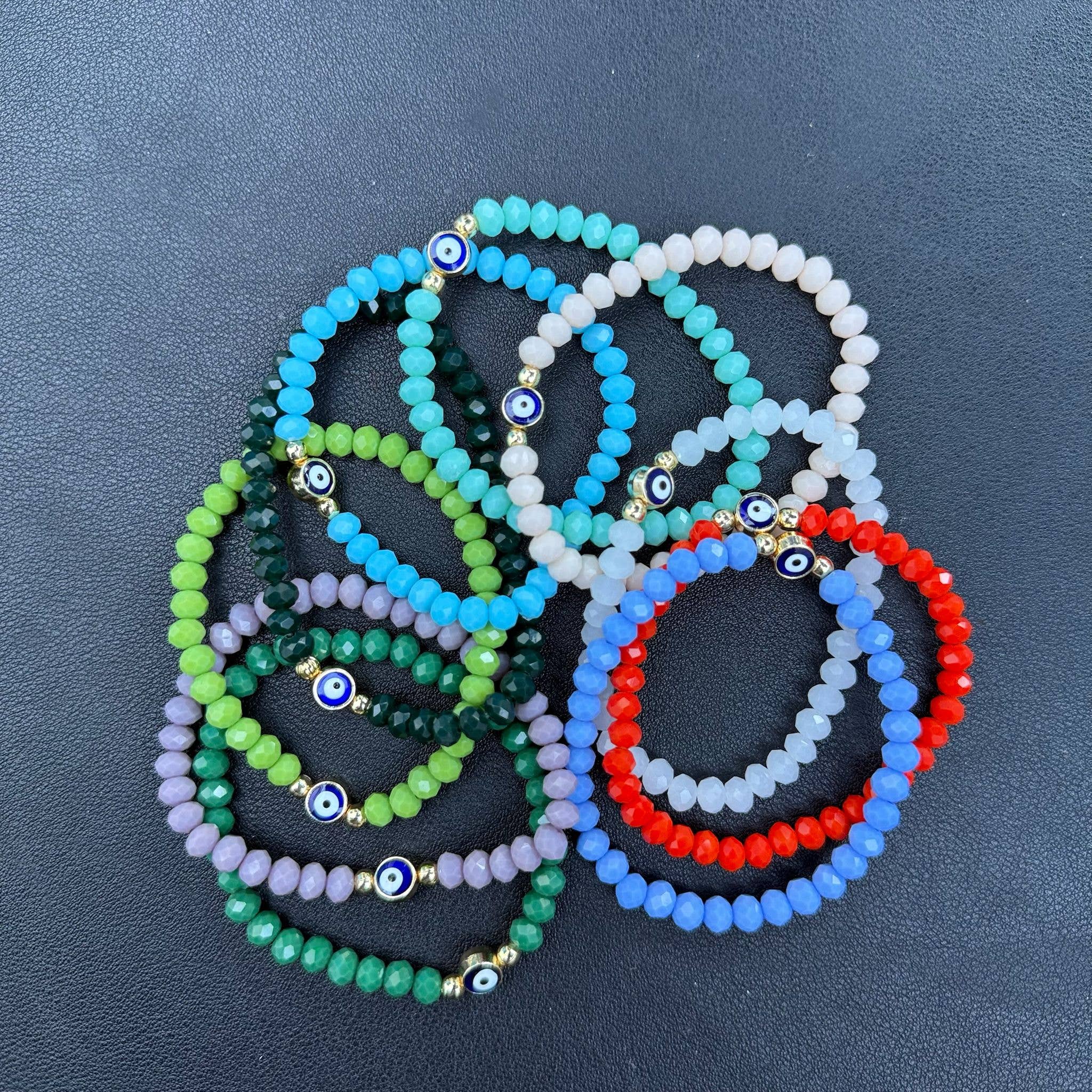Loli - Wholesale Beaded Bracelet - Stretchy Bracelet  |10 Color Mix Set | Evil Eye 6 mm Stone  3