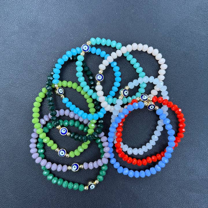 Loli - Wholesale Beaded Bracelet - Stretchy Bracelet |10 Color Mix Set | Evil Eye 6 mm Stone 3