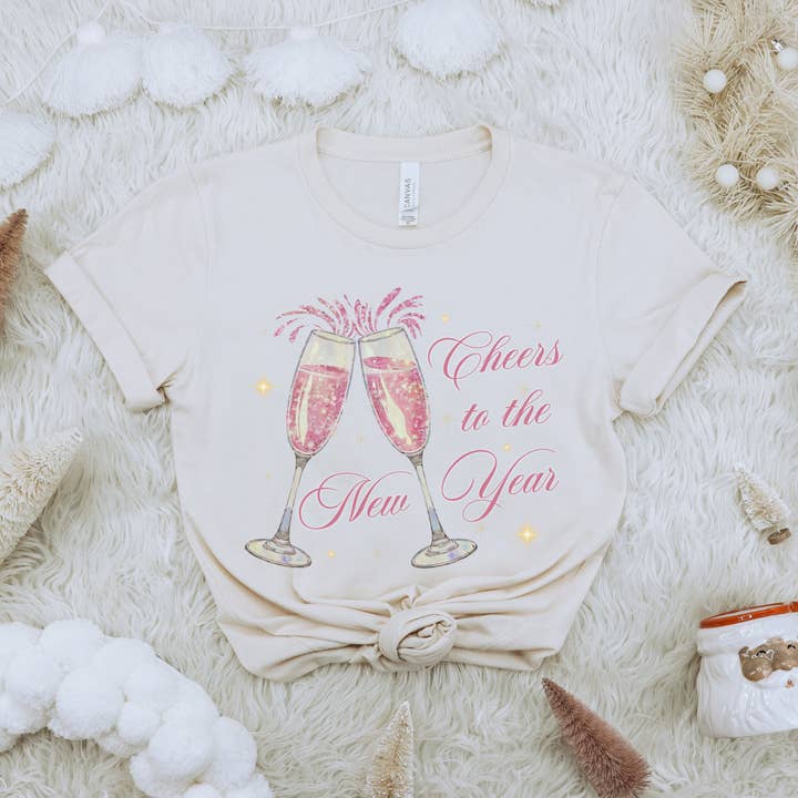 Cheers to the New Year Women's Graphic T-Shirt for wholesale by Trendznmore - Modern Graphic Apparel