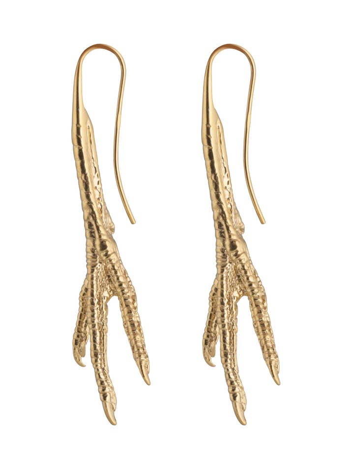 Chicken Feet Earrings Gold Plated for wholesale by David&Martin Jewellery