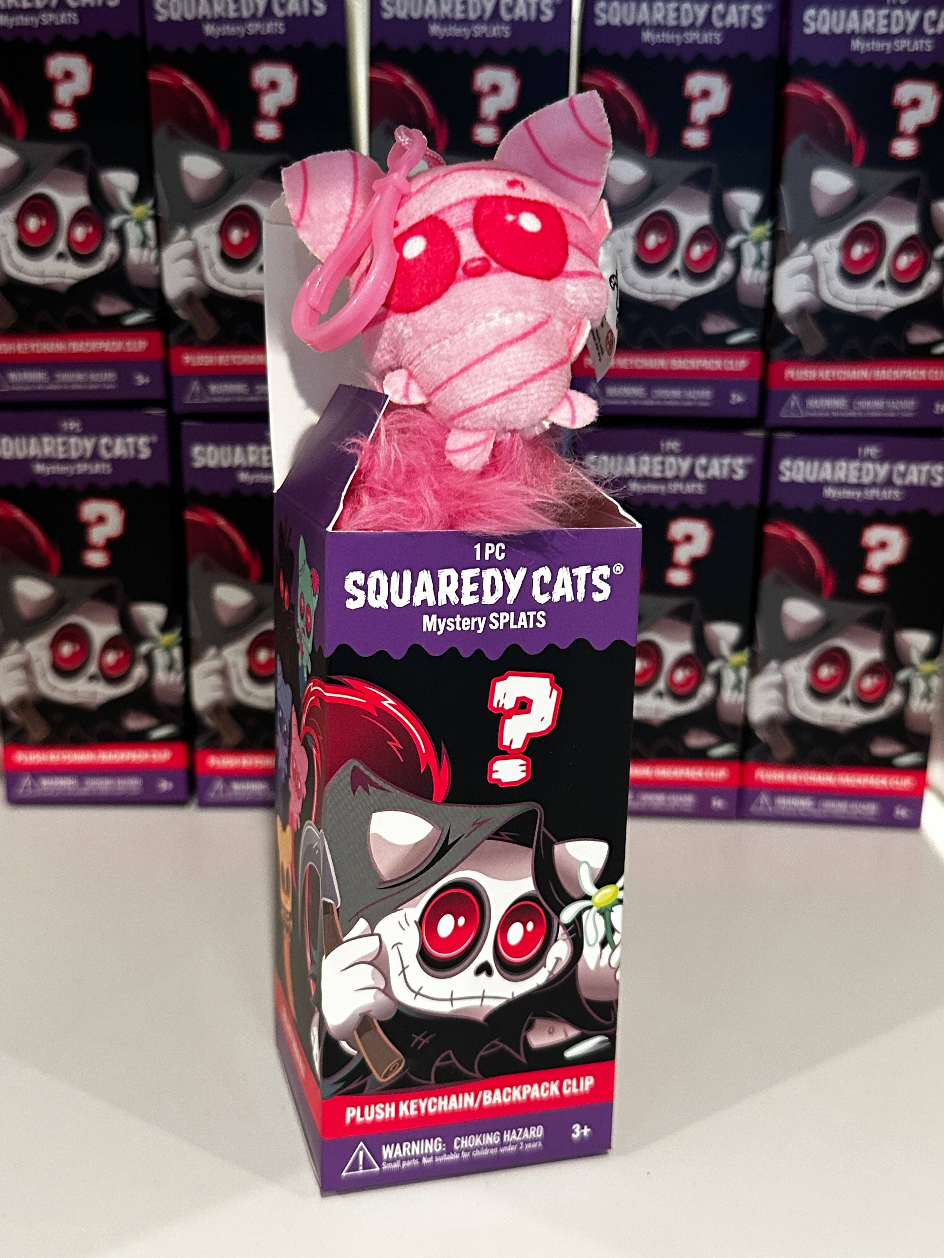 Squaredy Cats - Wholesale Keychain - Unisex - 0h_New! 10 Pack Squaredy Cats Mystery Splats Plush Keychain/Backpack Clip in mystery box SET6