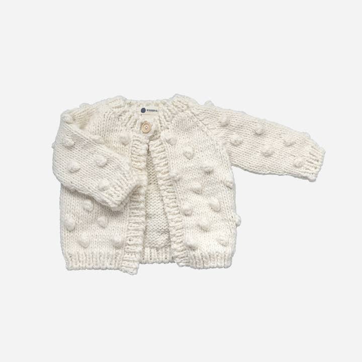 The Blueberry Hill - Venta al por mayor Cárdigan - Niños - Cárdigan de Palomitas, Suéter de Bebé Crema Ropa Infantil Otoño