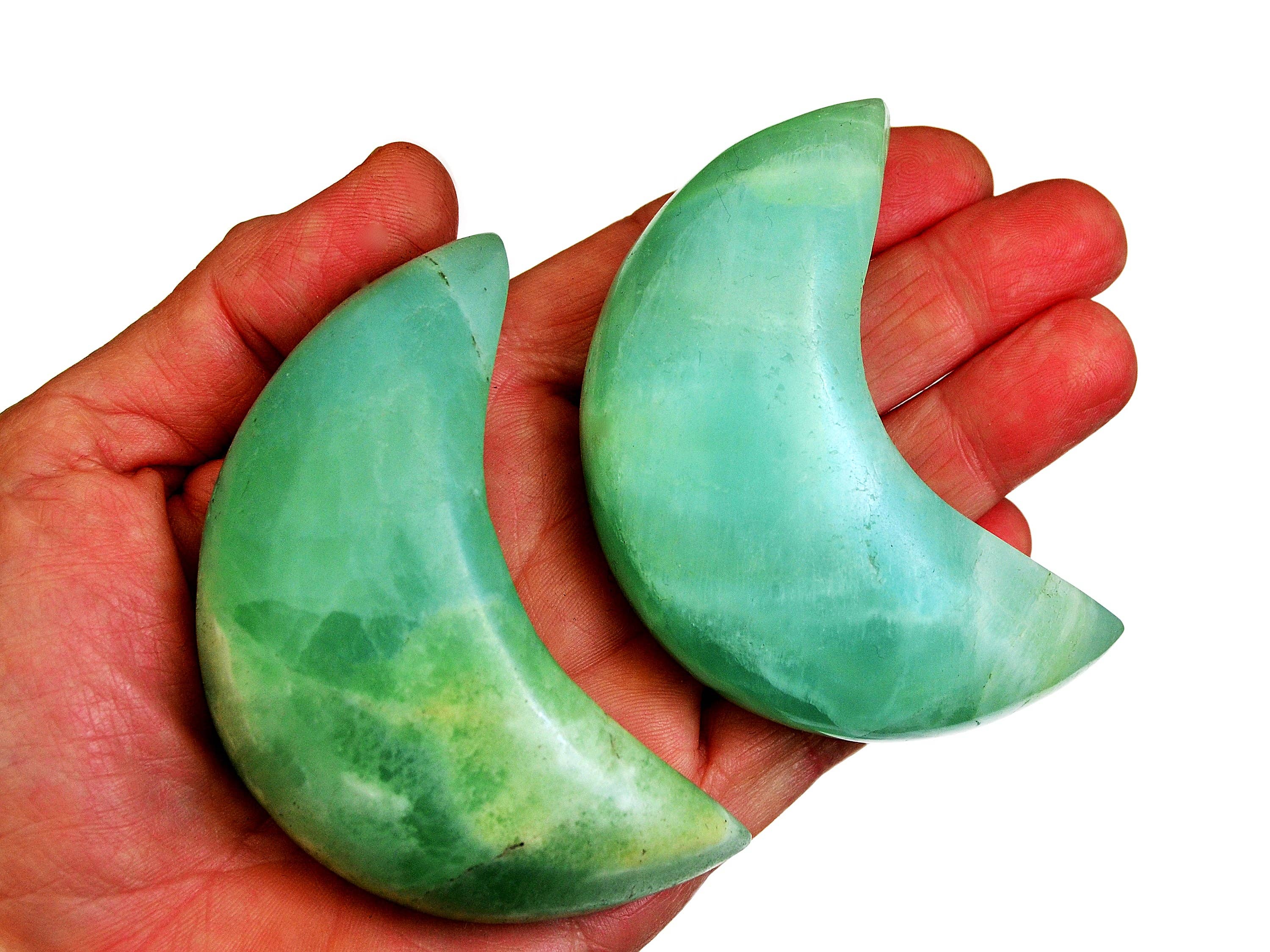 Kaia & Crystals – Großhandel Spiritueller Stein/Kristall – Mondförmiger Pistazien-Calcit (70 mm - 75 mm)7