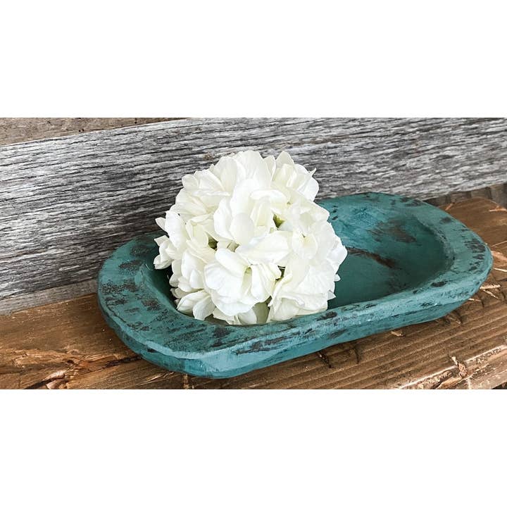 Rustic Farm - Vendita all'ingrosso Portacandele - Petite Wood Bowl, candela pronta fatta a mano verde scuro #A - 7.132