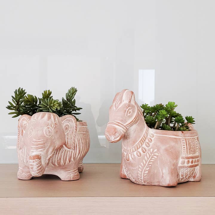 KORISSA - Wholesale Plant Pot - Handmade Planter Pot • Terracotta Pot - Horse