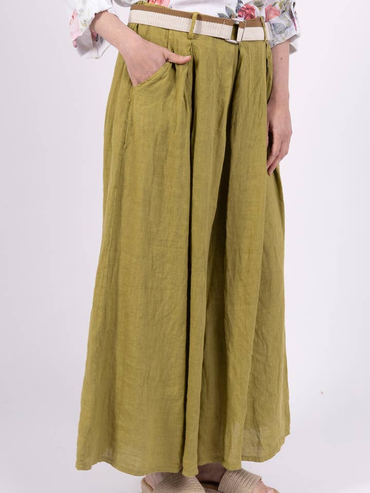 22503 bukser i 100 % hør med bælte og lommer for engroshandel hos LINEN & COTTON HOUSE