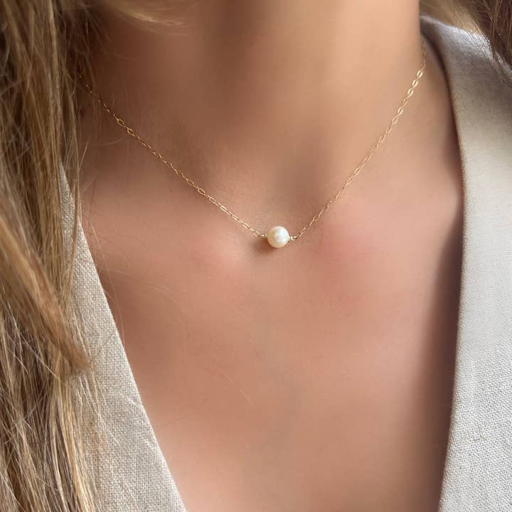 Colar Curto de Pérola Única por atacado de LPL Creations