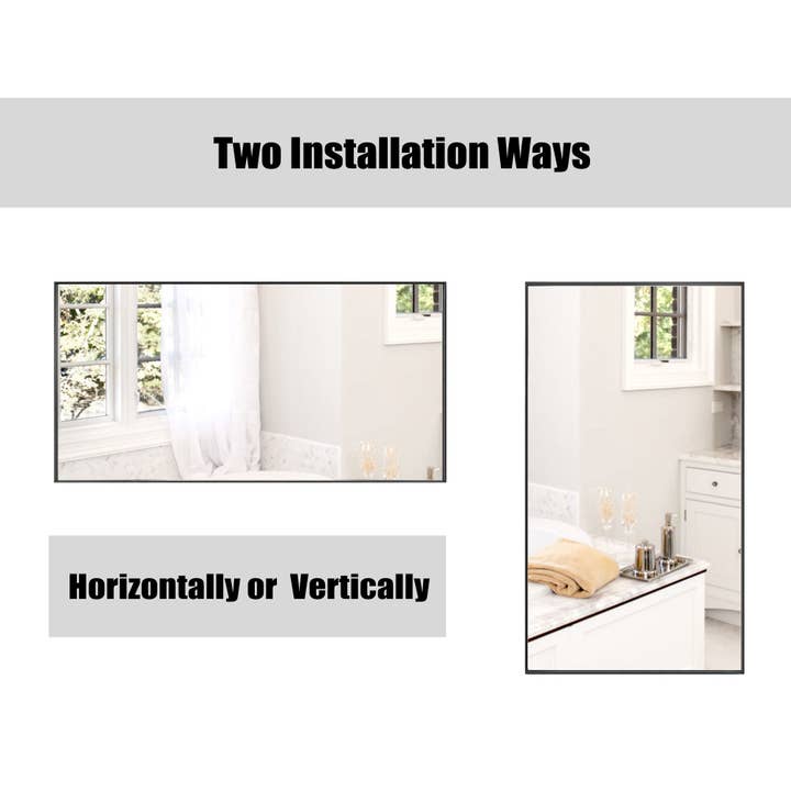 Brio Lighting - Wholesale Wall Mirror - Reflections Modern 30x60" Black Aluminum Framed Wall Mirror