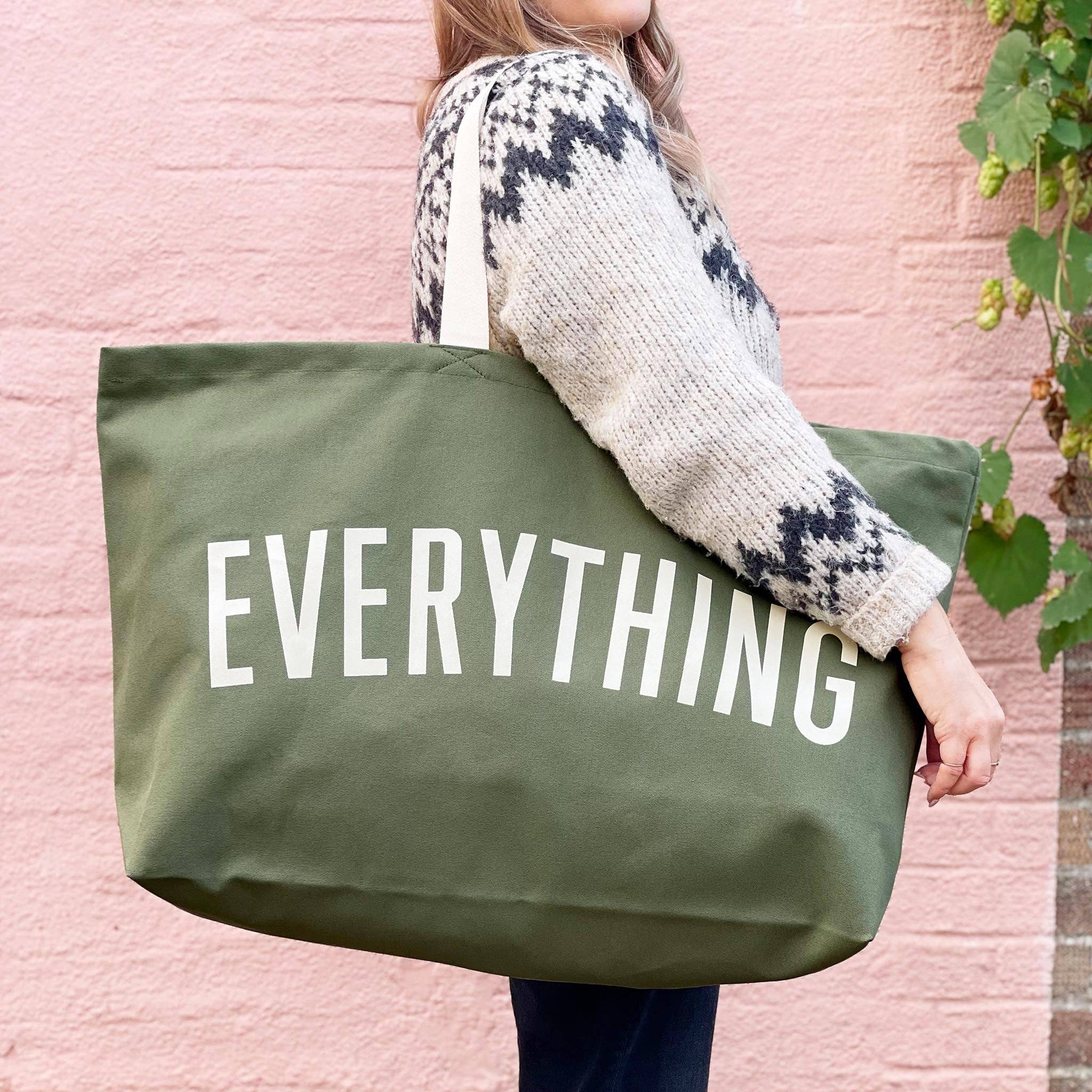 Alphabet Bags – Engroshandel Tote bag - Dame – Everything virkelig stor skuldertaske i olivengrøn3