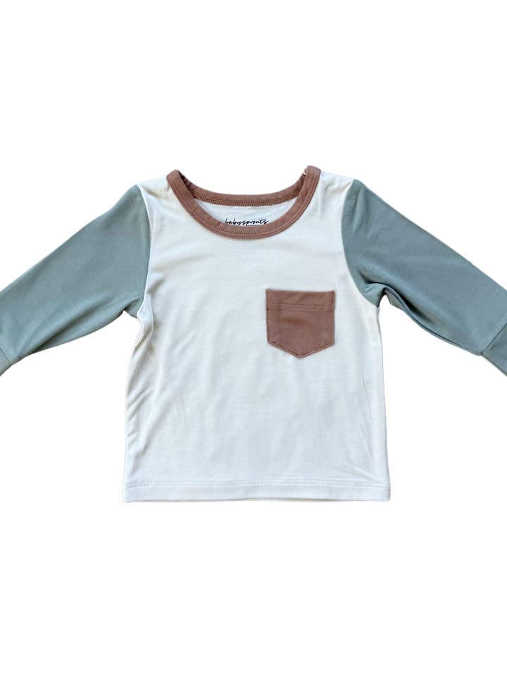 Colorblock Pocket Shirt Bamboo Baby/Kids Clothing Fall 2025 for wholesale by babysprouts clothing company