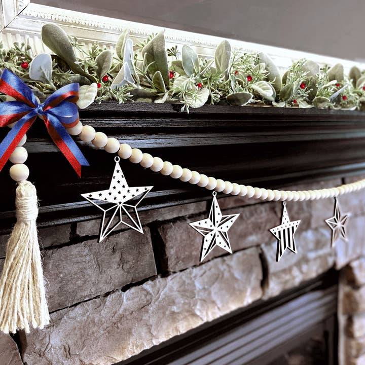 Barn Star Wood Garland for wholesale by Inspired Indigo
